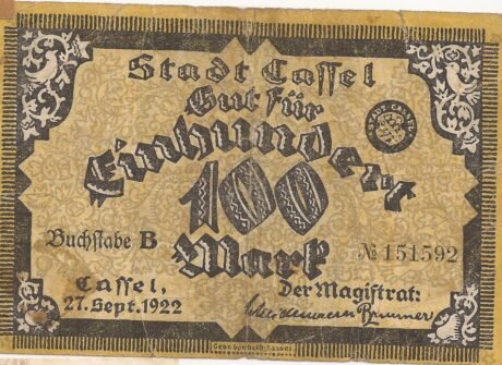 Аверс банкноты 100 marek (Niemcy) 1922