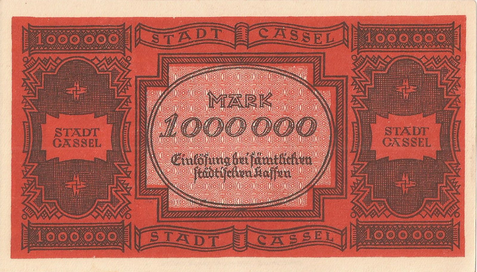 Реверс банкноты 1000000 марок (Германия) 1923 года