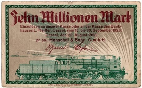 Аверс банкноты 10000000 marek Henschel & Sohn (Niemcy) 1923