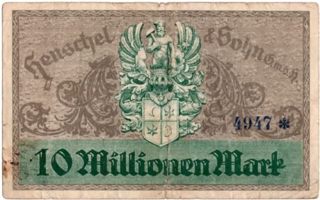 Реверс банкноты 10000000 marek Henschel & Sohn (Niemcy) 1923