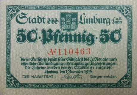 Аверс банкноты 50 fenigów (Niemcy) 1918