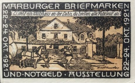 Реверс банкноты 25 fenigów Marburger Briefmarken und Notgeld Ausstellung (Niemcy) 1921