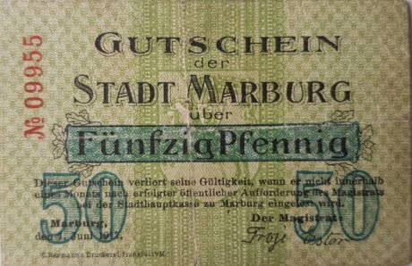 Аверс банкноты 50 fenigów (Niemcy) 1917