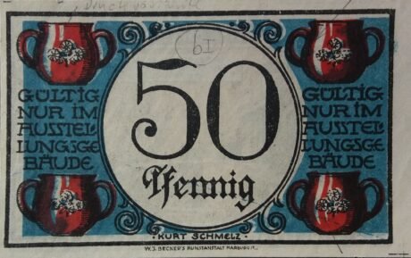Аверс банкноты 50 fenigów Marburger Briefmarken und Notgeld Ausstellung (Niemcy) 1921