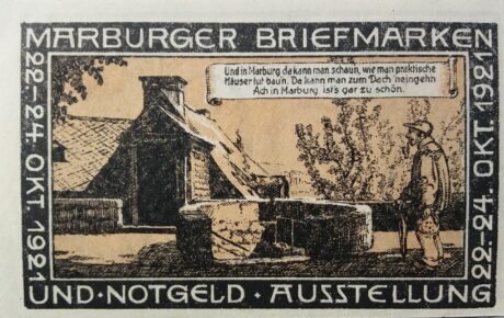 Реверс банкноты 50 fenigów Marburger Briefmarken und Notgeld Ausstellung (Niemcy) 1921