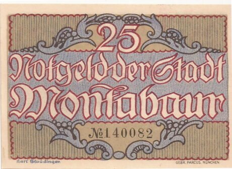 Аверс банкноты 25 fenigów (Niemcy) 1920