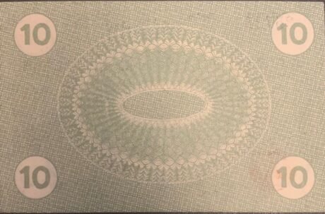 Реверс банкноты 10 fenigów H. Heye Glasfabrik Schauenstein (Niemcy) 1917