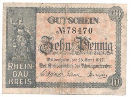 Аверс банкноты 10 fenigów (Niemcy) 1917