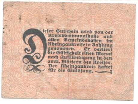 Реверс банкноты 10 fenigów (Niemcy) 1917