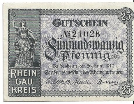 Аверс банкноты 25 fenigów (Niemcy) 1917