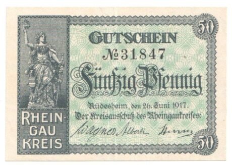 Аверс банкноты 50 fenigów (Niemcy) 1917