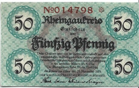 Аверс банкноты 50 fenigów (Niemcy) 1919