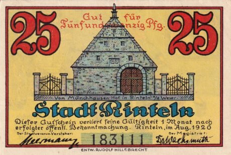 Аверс банкноты 25 fenigów (Niemcy) 1920