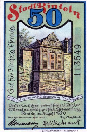 Аверс банкноты 50 fenigów (Niemcy) 1920