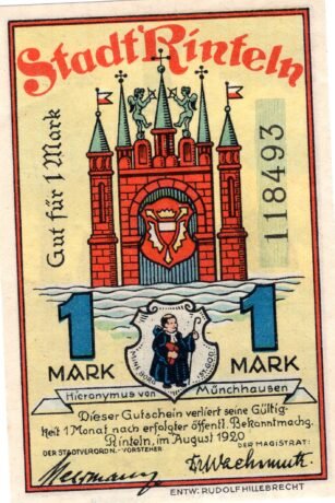 Аверс банкноты 1 marka (Niemcy) 1920