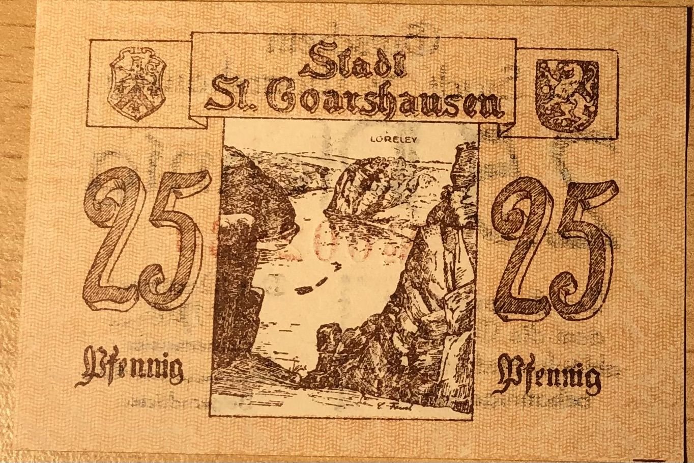 Реверс банкноты 25 пфеннигов (Германия)