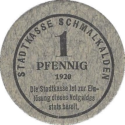 Аверс банкноты 1 fenig (Niemcy) 1920