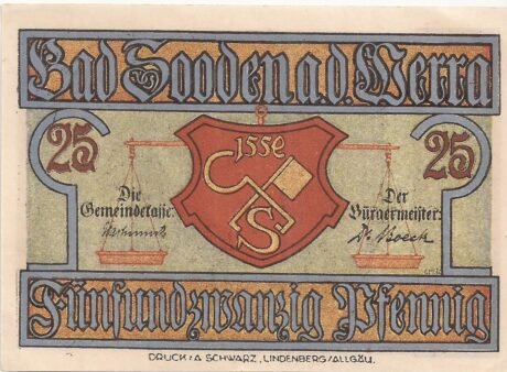 Аверс банкноты 25 fenigów (Niemcy) 1921