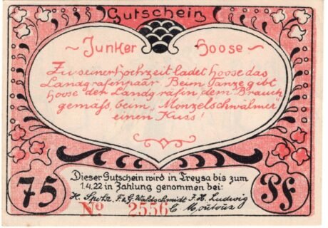 Аверс банкноты 75 fenigów (Niemcy)