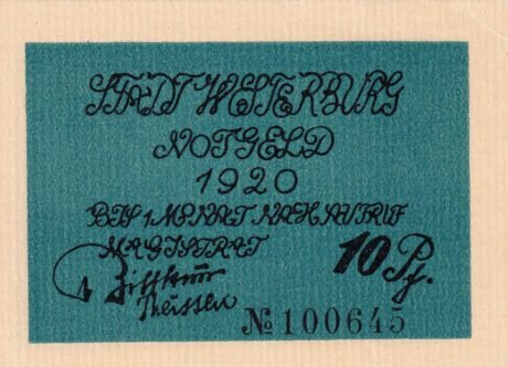 Аверс банкноты 10 fenigów (Niemcy) 1920