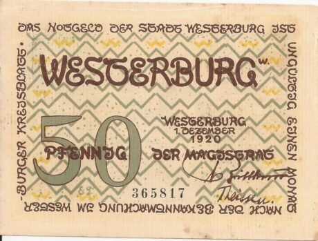 Аверс банкноты 50 fenigów (Niemcy) 1920