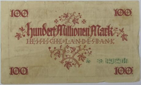 Реверс банкноты 100000000 марок Hessische Landesbank (Германия) 1923 года