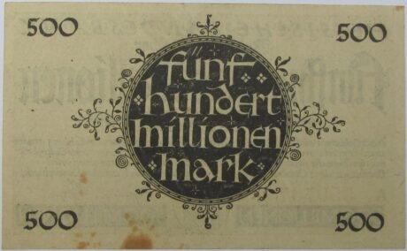 Реверс банкноты 500 000 000 marek Hessische Landesbank (Niemcy) z 1923 r.