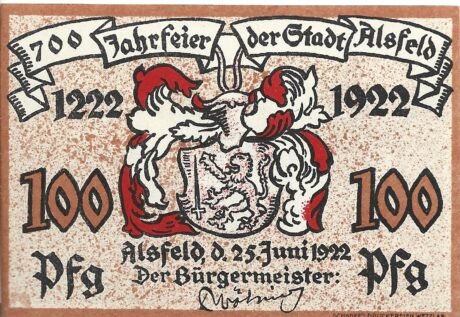 Аверс банкноты 100 fenigów (Niemcy) 1922