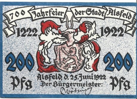 Аверс банкноты 200 fenigów (Niemcy) 1922