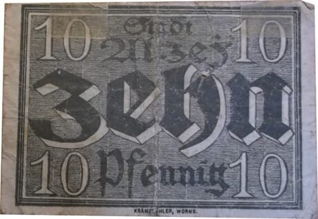 Реверс банкноты 10 fenigów (Niemcy) 1919