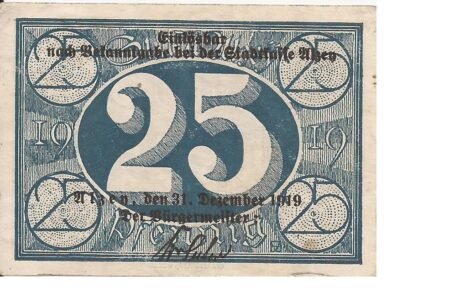 Аверс банкноты 25 fenigów (Niemcy) 1919