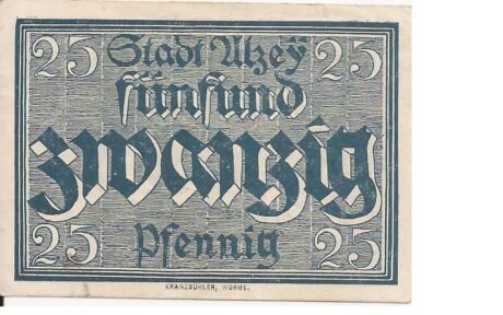 Реверс банкноты 25 fenigów (Niemcy) 1919