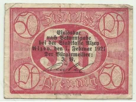 Аверс банкноты 50 fenigów (Niemcy) 1921