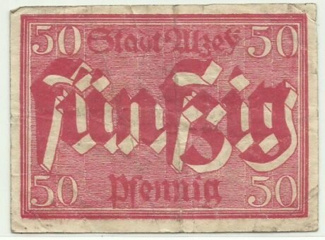 Реверс банкноты 50 fenigów (Niemcy) 1921