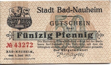 Аверс банкноты 50 fenigów (Niemcy) 1917