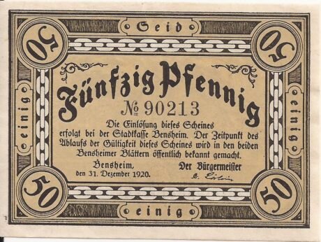 Аверс банкноты 50 fenigów (Niemcy) 1920