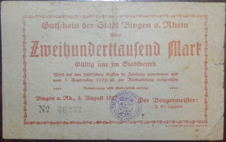 Аверс банкноты 200 000 marek (Niemcy) 1923