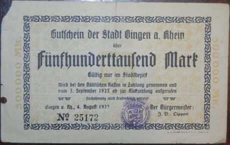 Аверс банкноты 500000 marek (Niemcy) 1923