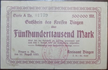 Аверс банкноты 500000 marek (Niemcy) 1923