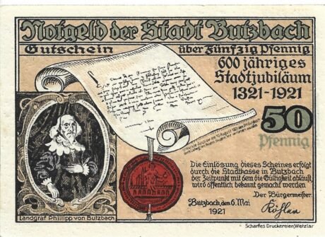 Аверс банкноты 50 fenigów (Niemcy) 1921