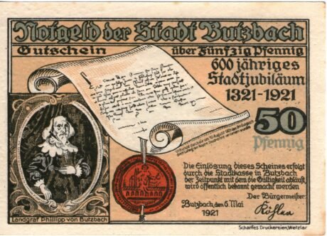 Аверс банкноты 50 fenigów (Niemcy) 1921