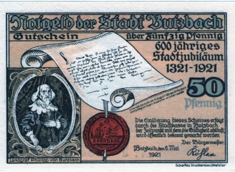 Аверс банкноты 50 пфеннигов (Германия) 1921 года