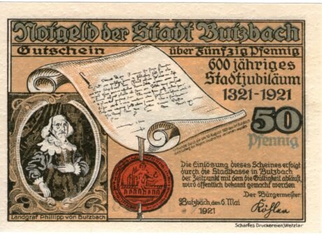 Аверс банкноты 50 fenigów (Niemcy) 1921