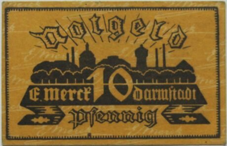 Аверс банкноты 10 fenigów Merck (Niemcy)