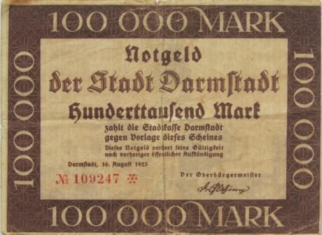 Аверс банкноты 100000 марок (Германия) 1923 года