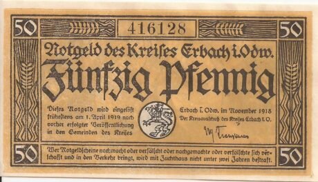 Аверс банкноты 50 fenigów (Niemcy) 1918