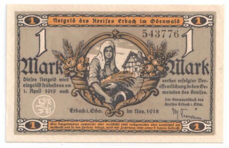 Аверс банкноты 1 marka (Niemcy) 1918