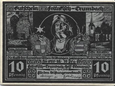 Аверс банкноты 10 fenigów Hannöverische Stiftungen (Niemcy) 1921