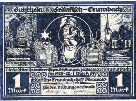 Аверс банкноты 1 marka Hannöverische Stiftungen (Niemcy) 1920