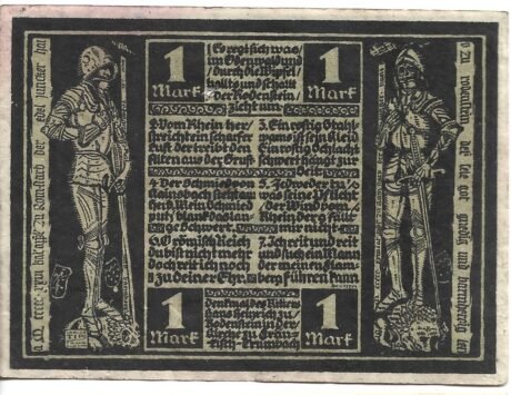 Реверс банкноты 1 marka Hannöverische Stiftungen (Niemcy) 1921